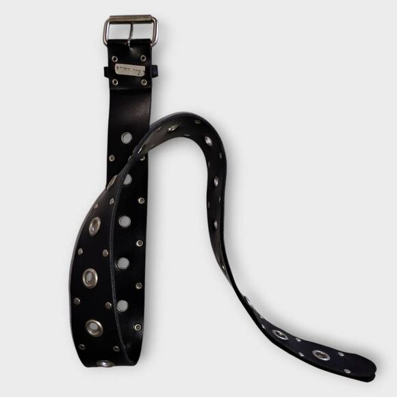 Faux Leather Belt 37" Metal Buckle Wide Square Riding Casual Basic Steampunk - Picture 3 of 5